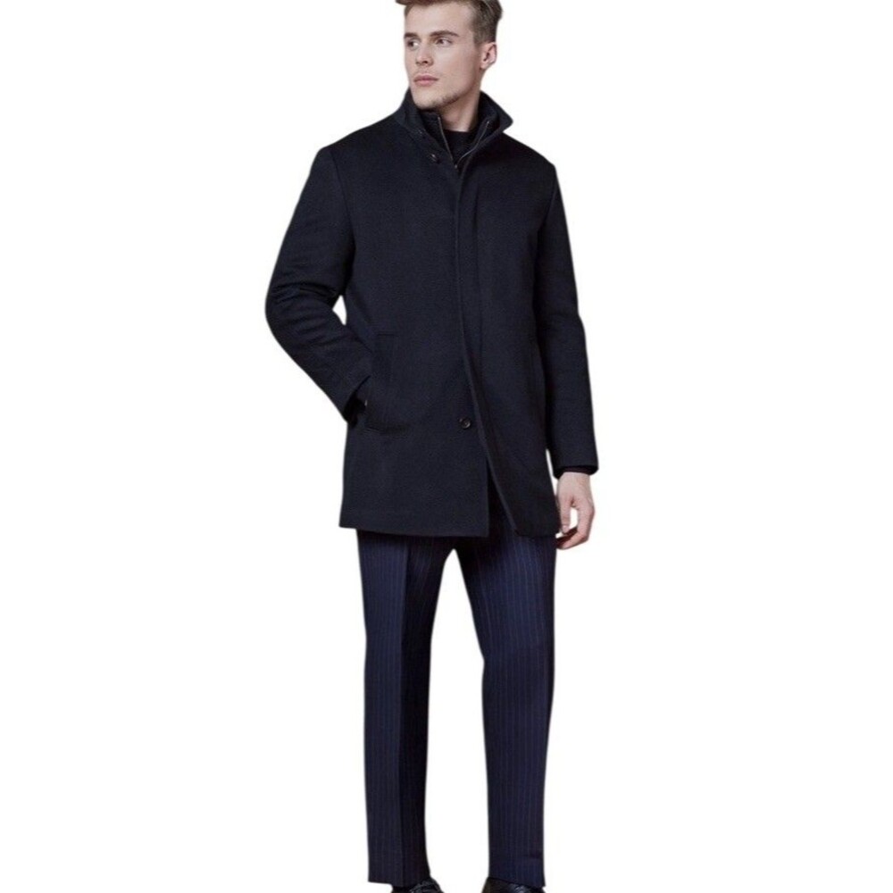Cardinal Of Canada Mens Black Double Mock Neck Remove Bib 100%Wool Car Coat 40 - Picture 2 of 16